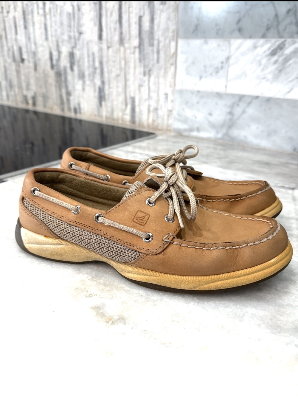 Women’s Sperry Top-Sider Intrepid Tan Leather Boat Shoes Size 8 - Picture 3 of 9